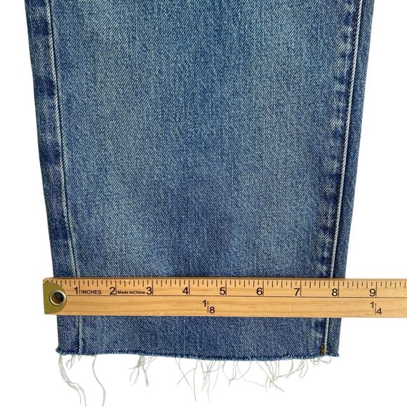 Madewell The Dean Easy Straight Jeans 29T Blue High Rise Distressed Raw Hem - Picture 8 of 13